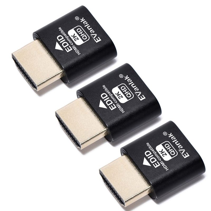 EVanlak HDMI Dummy Plug Headless Ghost Display Emulator Premium Aluminum PCï¼ˆFit Headless-1920x1080 New 3RD@60Hzï¼‰-3Pack - Image 1